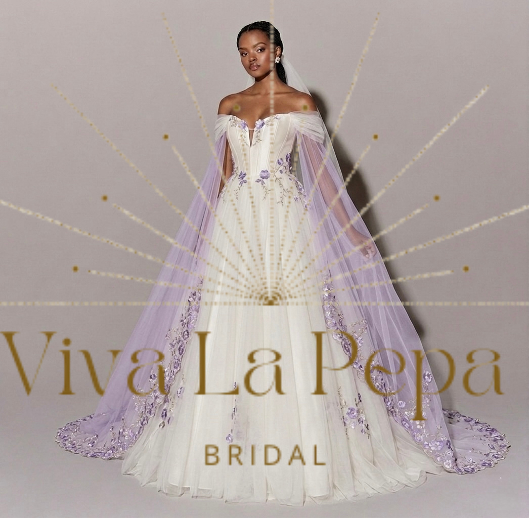 Odette Lavender Cape Wedding Dress