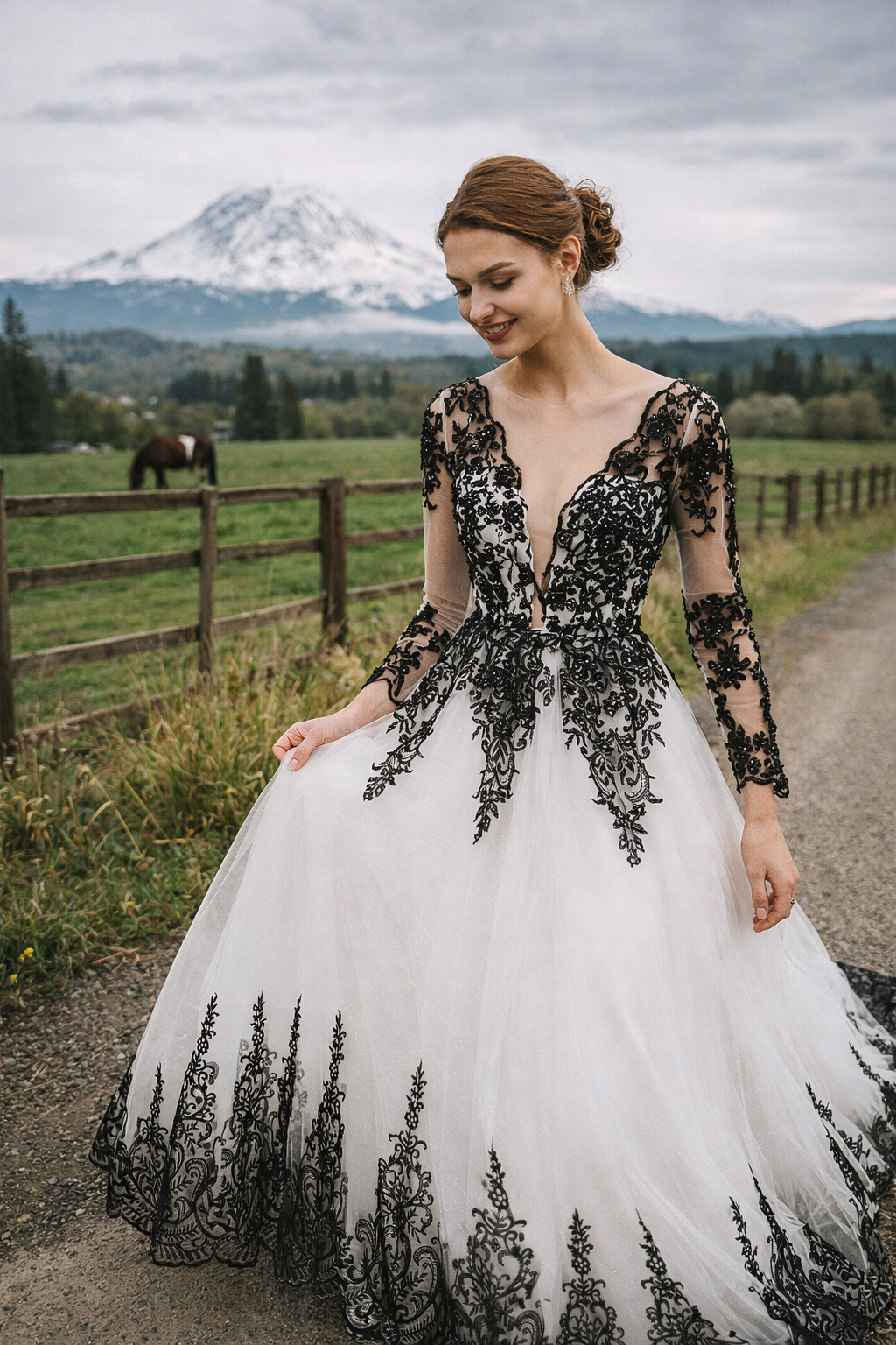 ivory and black wedding dress Uma corset black and white wedding dresses