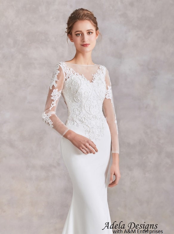 long sleeve mermaid/trumpet wedding dresses Caitriona – A & M Enterprises Bridal