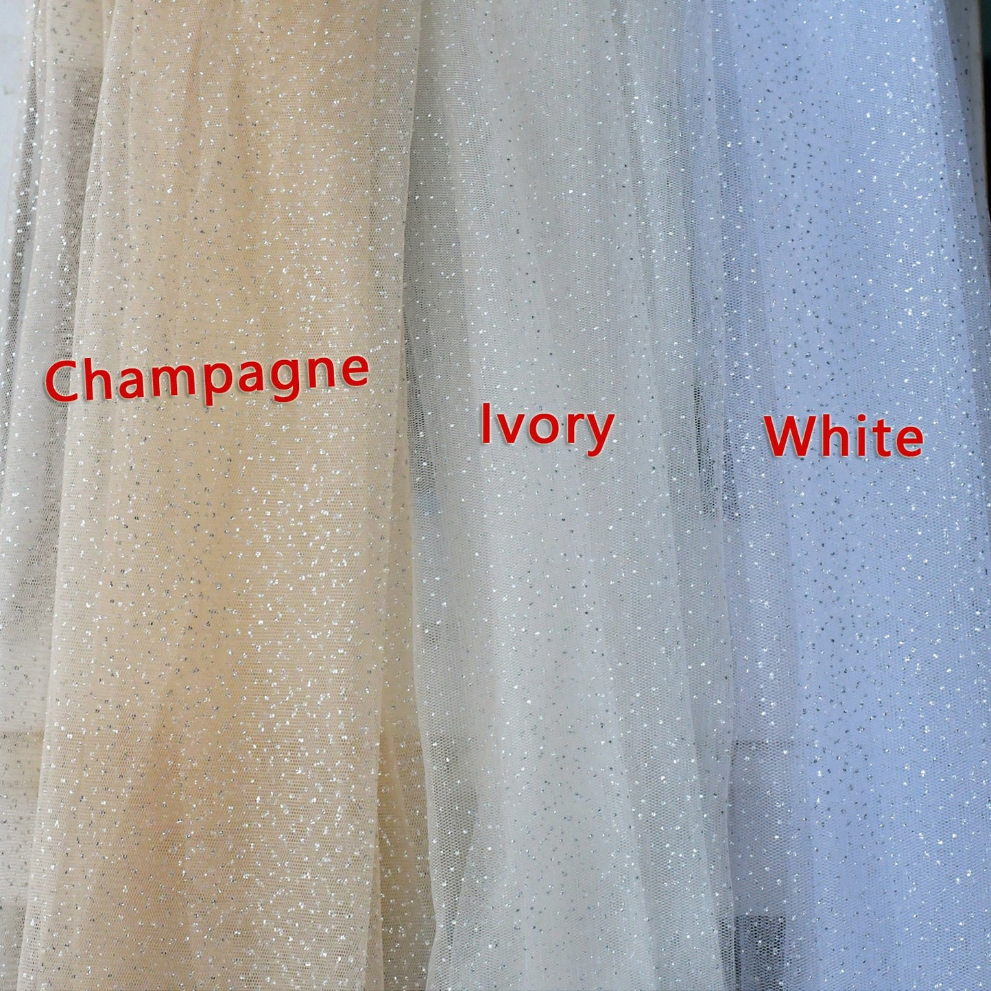 Sparkle Glitter Bridal Veils Tulle Fingertip Wedding Veil Hemmed Edge 1 Tier with Comb Ivory White Champagne