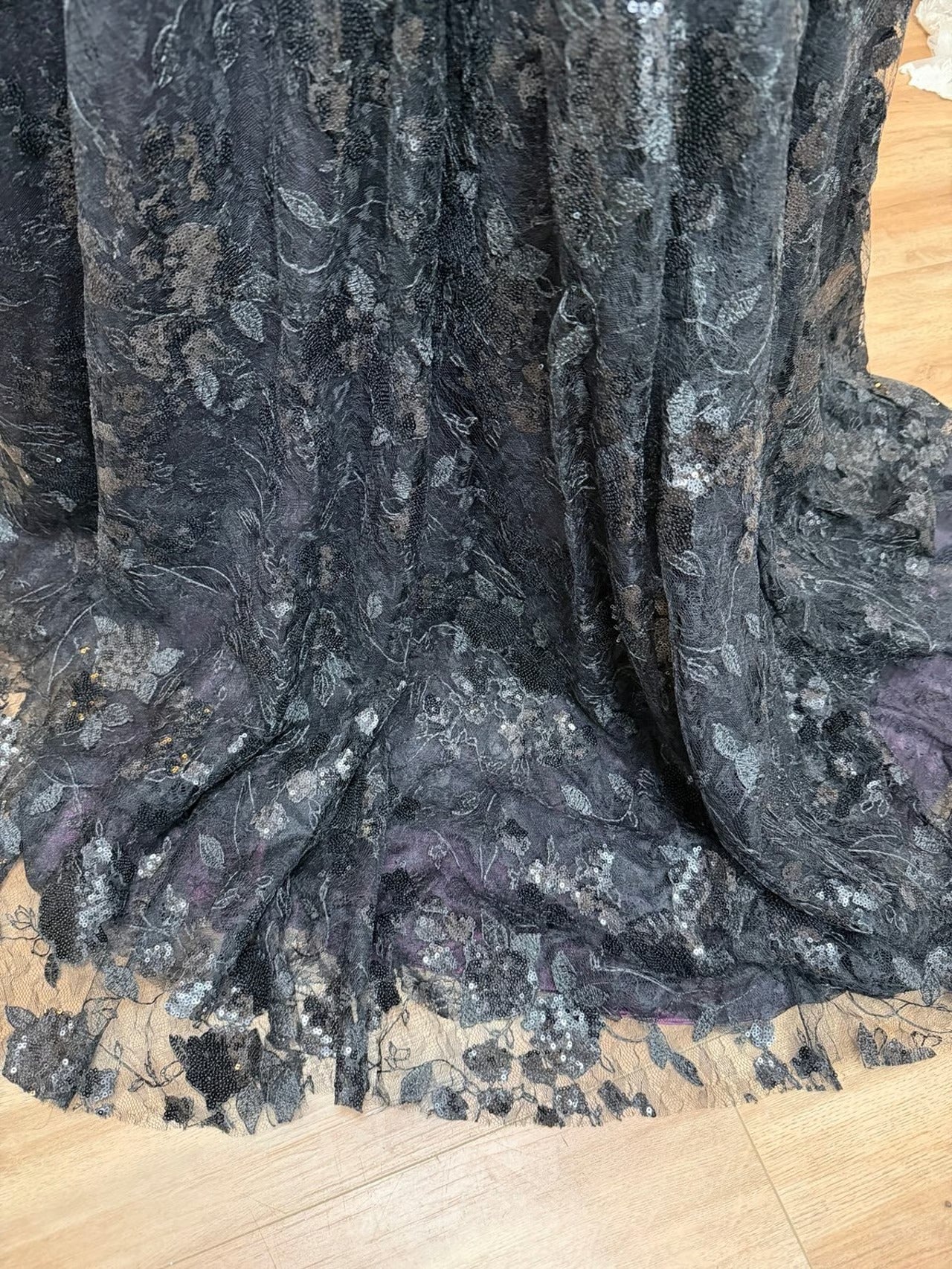 Dress high low black and purple Sz 16