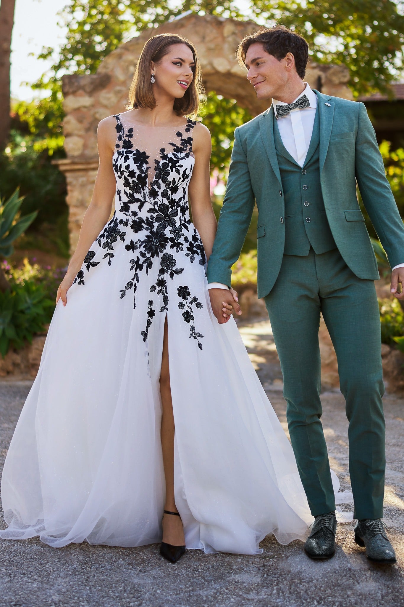 Samantha Black Floral A-Line Wedding Dress | Modern Bridal Gown A & M Enterprises Bridal Samantha Black Floral A-Line Wedding Dress | Modern Bridal Gown A & M Enterprises Bridal