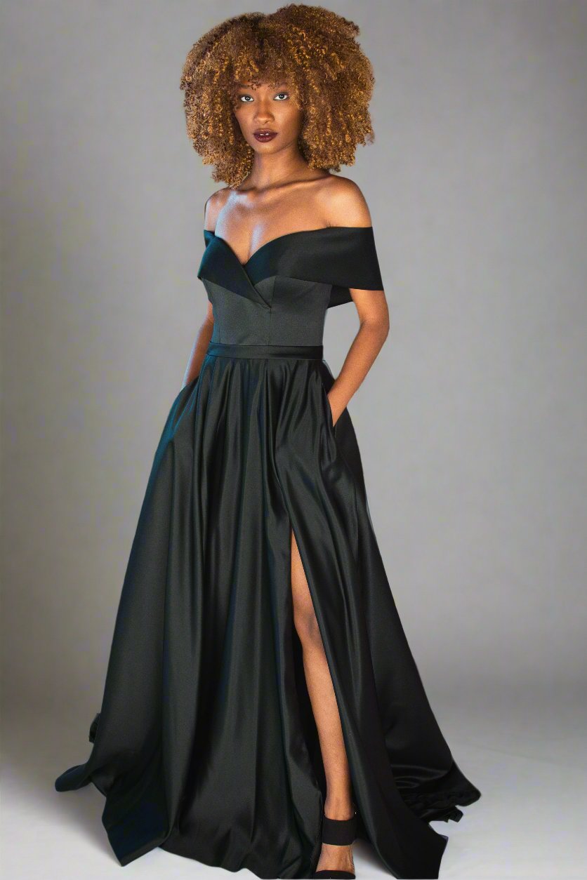 Ariel Wedding Dress Off-Shoulder Satin Gown by Anna Sposa A & M Enterprises Bridal Ariel Wedding Dress Off-Shoulder Satin Gown by Anna Sposa A & M Enterprises Bridal