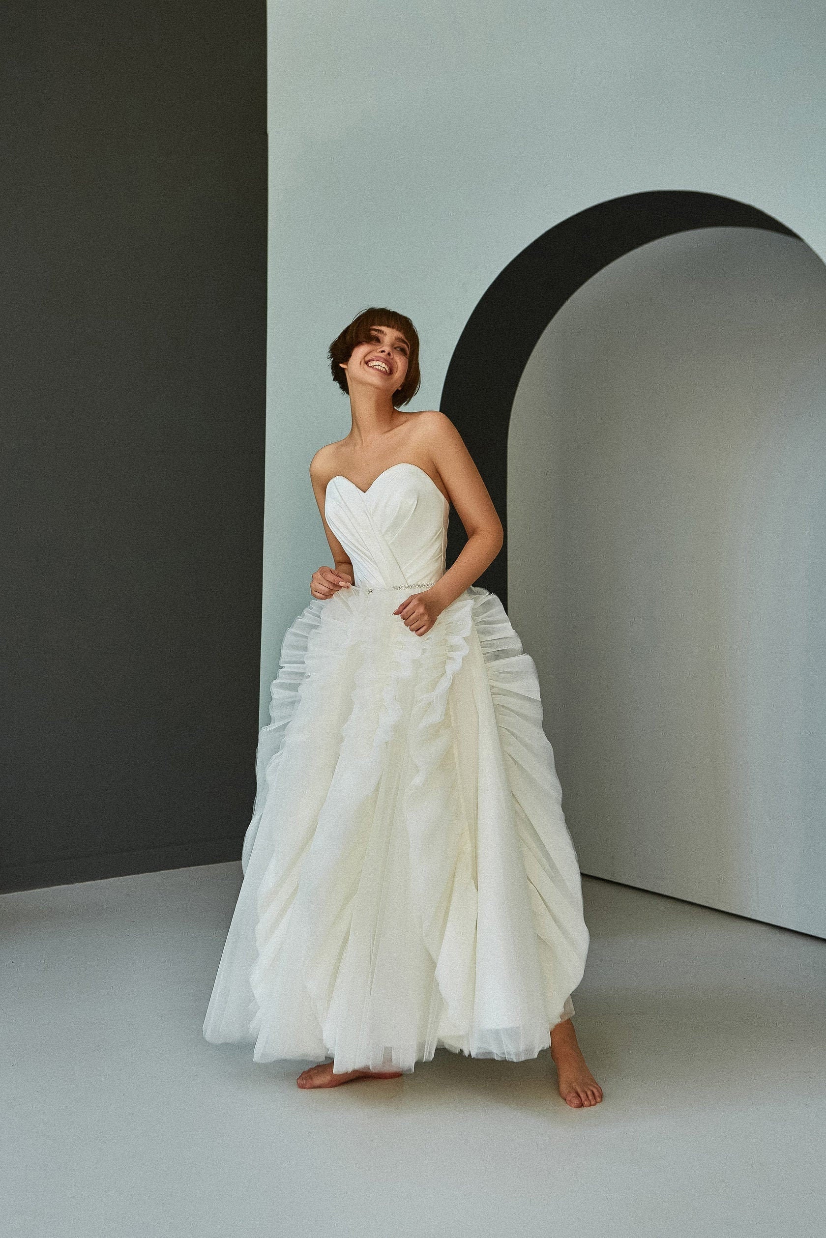 strapless open back dress Eita – A & M Enterprises Bridal