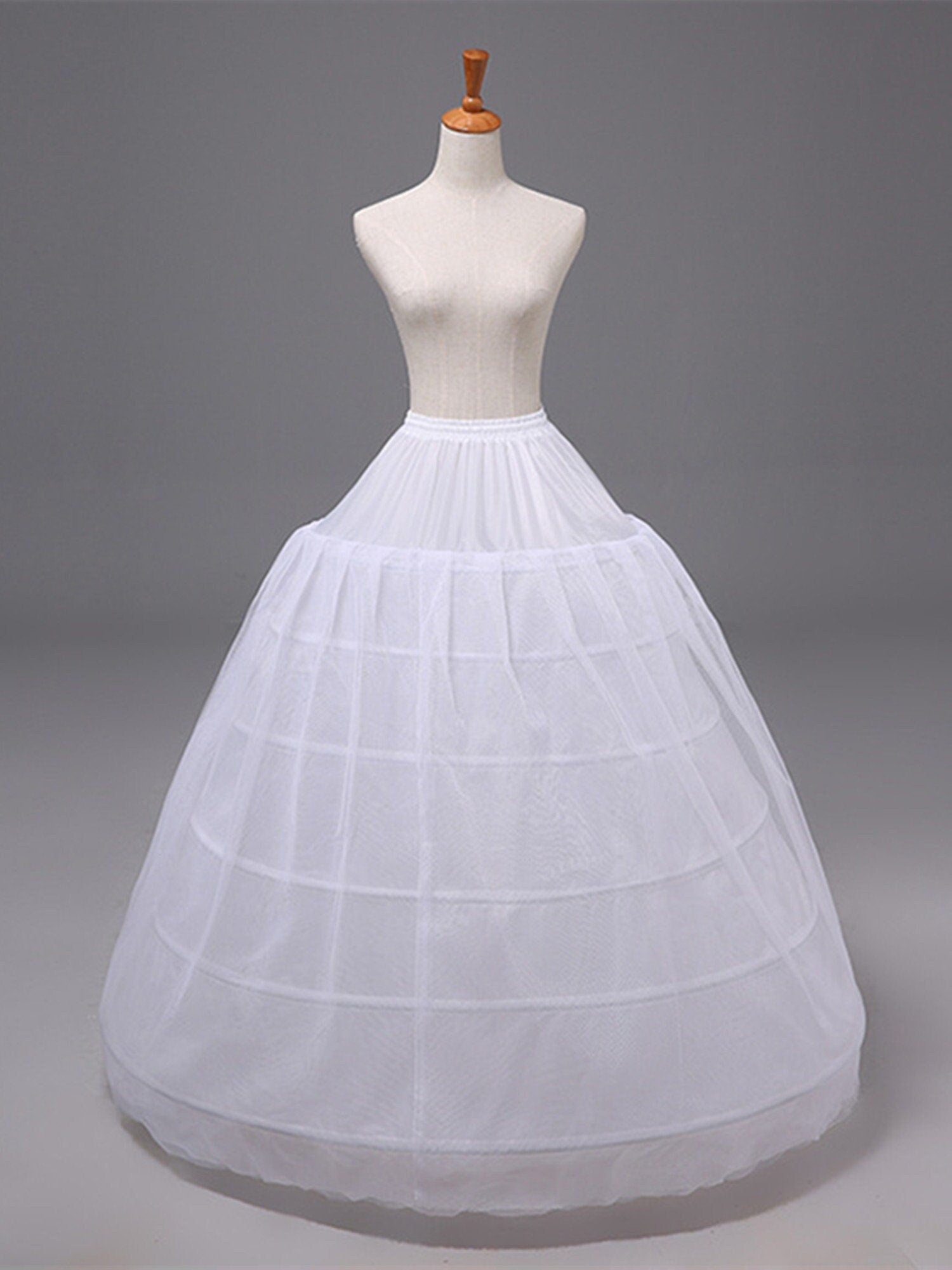Petticoat Underskirt Crinoline With 4 Hoops - For Wedding, Quinceañera, Ball Gown Dresses - Sizes 2-20, White