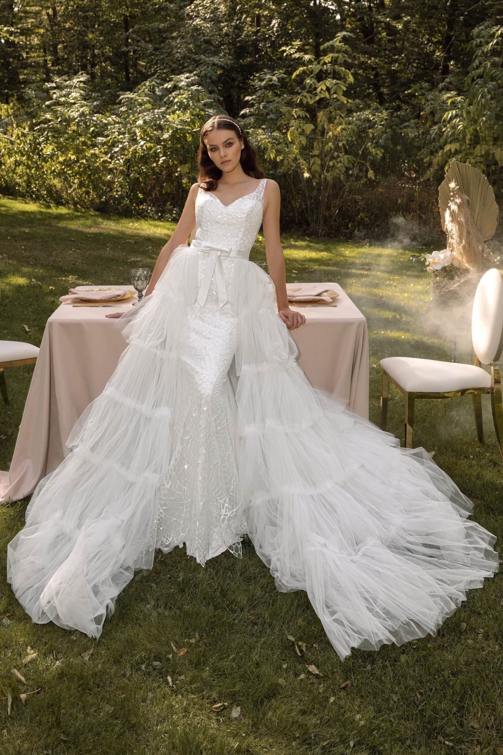 mermaid wedding dress with removable train Two-in-One Satin Mermaid Wedding Dress with Satin Detachable Train Versatile Elegance