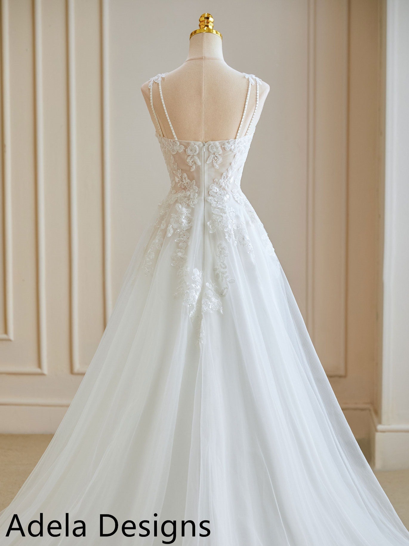 Modern Style Beading Boho Aline Wedding Dress Sleeveless Bridal Gown Summer Style Straps Open Back Beach Destination Wedding Sqauare Neck