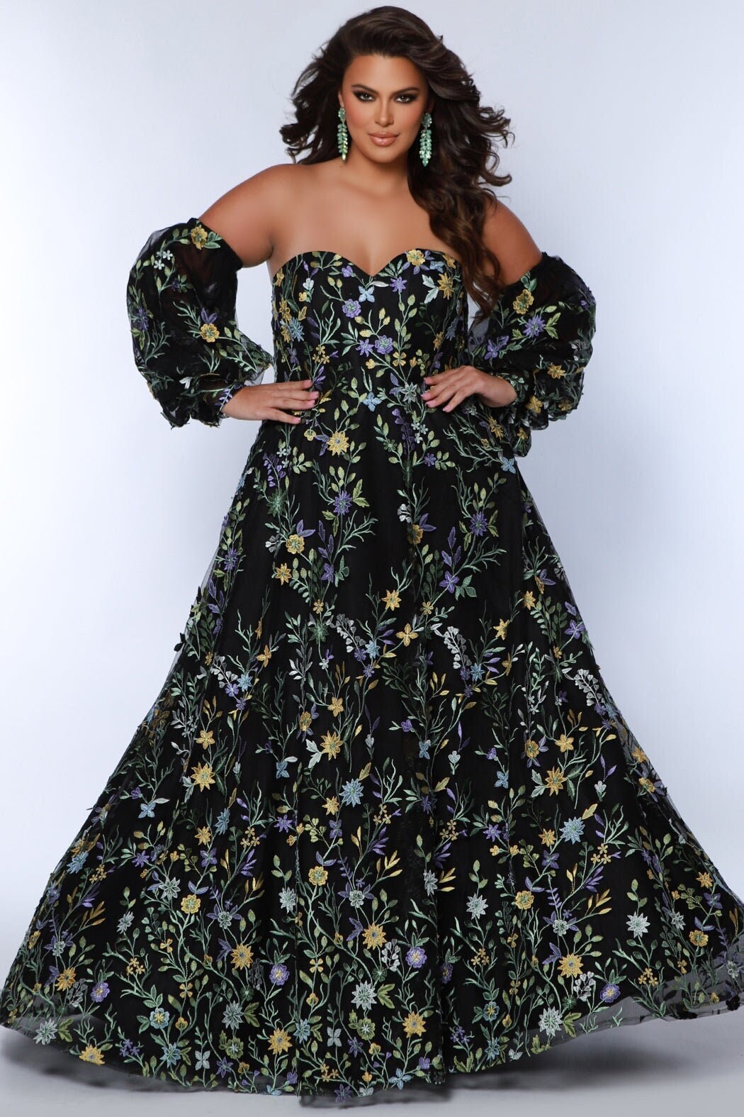 white christmas dresses Zapakasa Women Blue Corset Floral Long Wedding Guest Dress Chiffon A Line  Neck Scarf Ruched Bridesmaid Dress with Slit main image 0