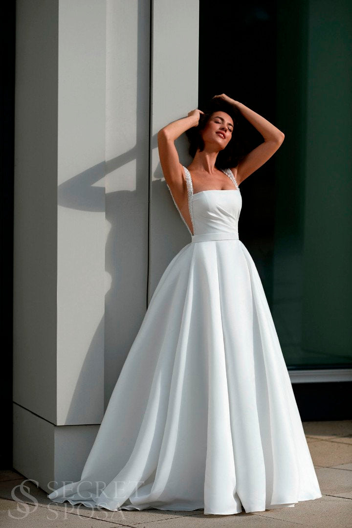 Simple beaded wedding shops dress