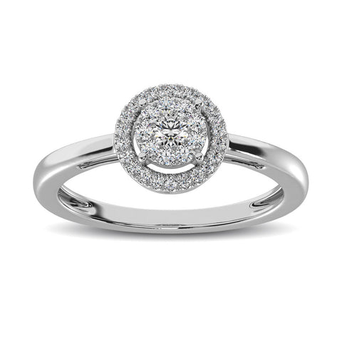 10k White Gold Diamond 1/4 Ctw Multi Stone Engagement Ring