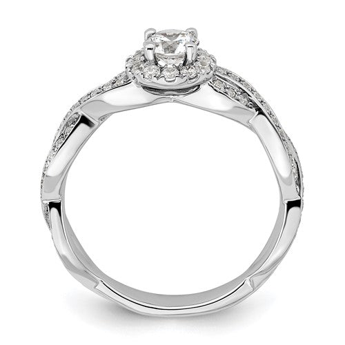 10k or 14k White Gold Lab Grown Diamond SI1/SI2, G H I, Halo Complete Engagement Ring