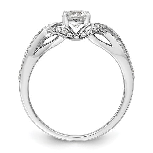 10k or 14k White Gold Lab Grown Diamond SI1/SI2, G H I, Twist Design Complete Engagement Ring
