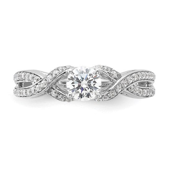 10k or 14k White Gold Lab Grown Diamond SI1/SI2, G H I, Twist Design Complete Engagement Ring