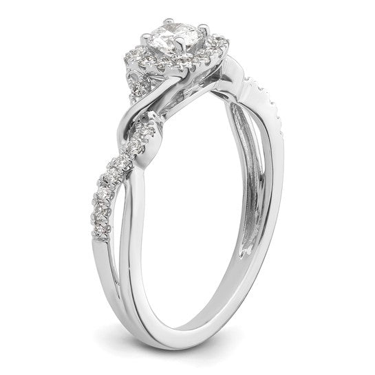 10k or 14k White Gold VS/SI GH, Lab Grown Diamond Twist ByPass Engagement Ring