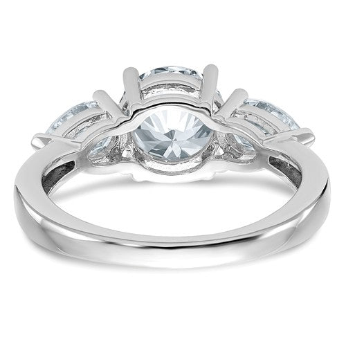 14k White Gold 3-Stone Round and Pear Moissanite Engagement Ring