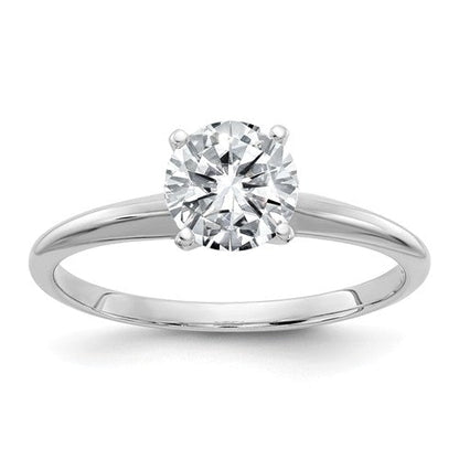 14k White Gold 6.5mm Round 1 CT D E F Pure Light Moissanite Solitaire Engagement Ring