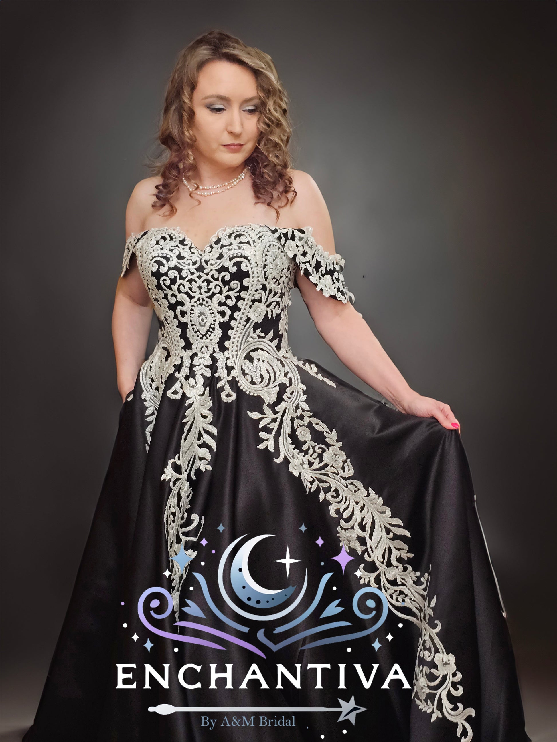 Raven's Embrace Black Wedding Dress Gothic Elegance by Enchantiva A & M Enterprises Bridal Raven's Embrace Black Wedding Dress Gothic Elegance by Enchantiva A & M Enterprises Bridal