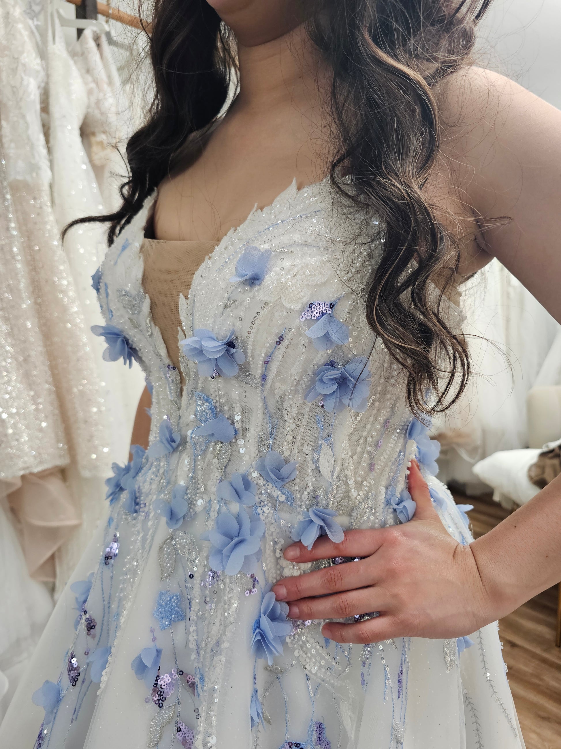 Celeste Wedding Dress – Blue Floral Fantasy Gown by Enchantiva – A & M Enterprises Bridal Celeste Wedding Dress – Blue Floral Fantasy Gown by Enchantiva – A & M Enterprises Bridal