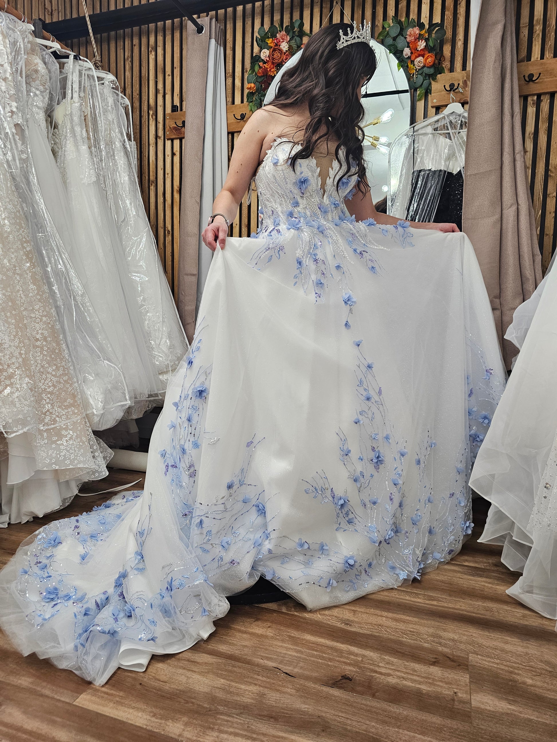Celeste Wedding Dress – Blue Floral Fantasy Gown by Enchantiva – A & M Enterprises Bridal Celeste Wedding Dress – Blue Floral Fantasy Gown by Enchantiva – A & M Enterprises Bridal