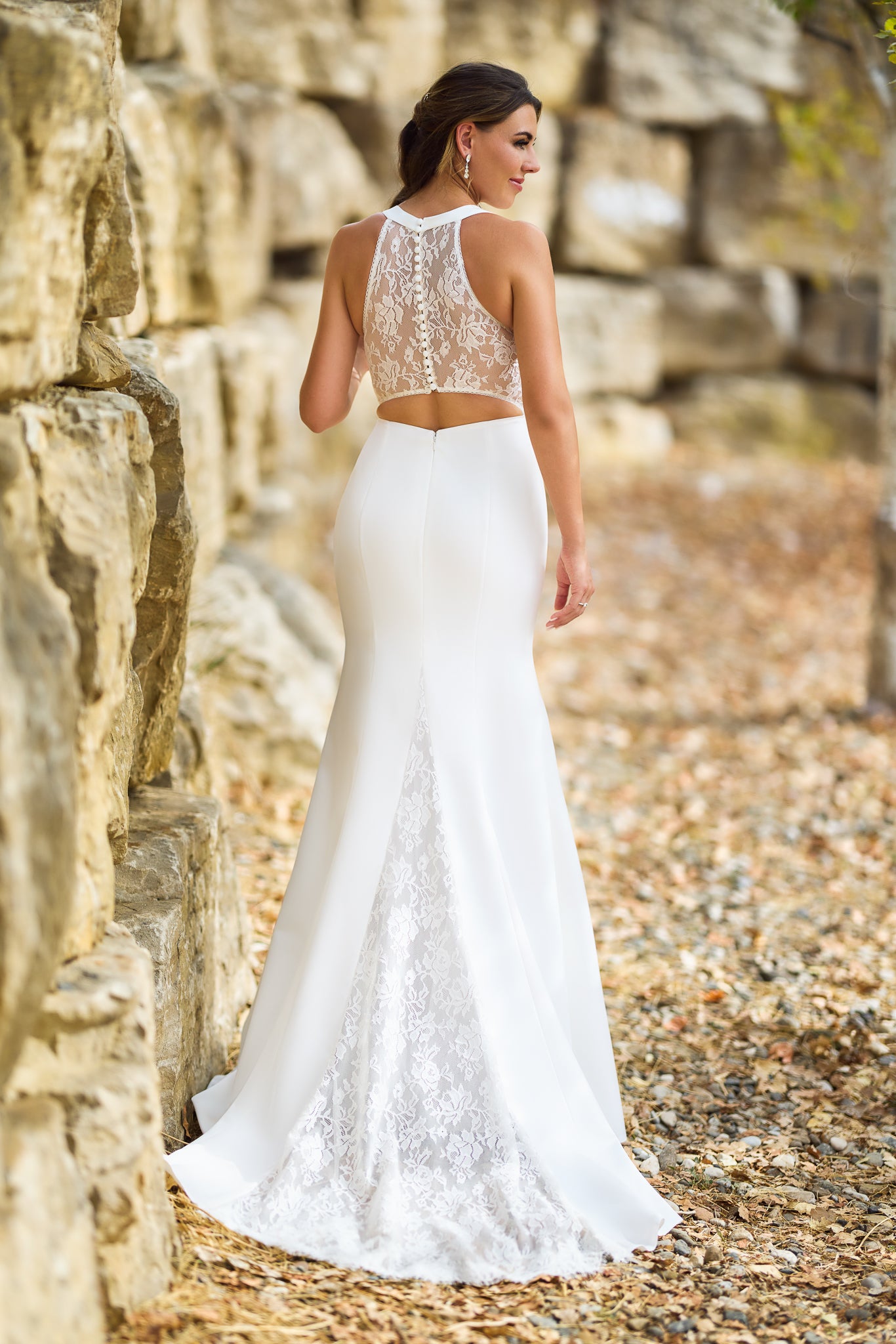 mermaid wedding dress with lace back Graphic Lace Mermaid Wedding Dress with Open Back
