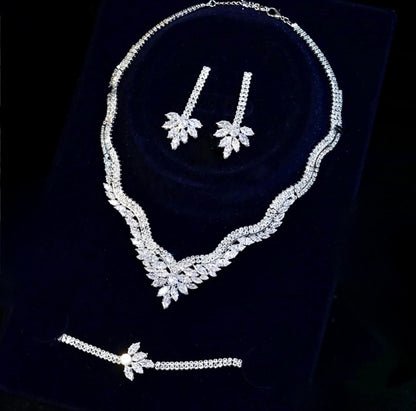 "Adara" - Luxury Cubic Zirconia Three-Piece Bridal Jewelry Set