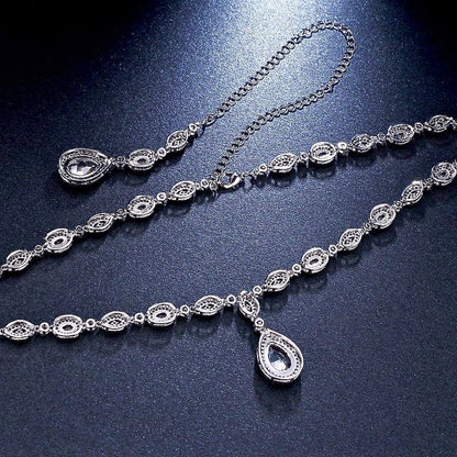 "Alexa" - Cubic Zirconia Bridal Backdrop Necklace - Available in Silver and Rose Gold