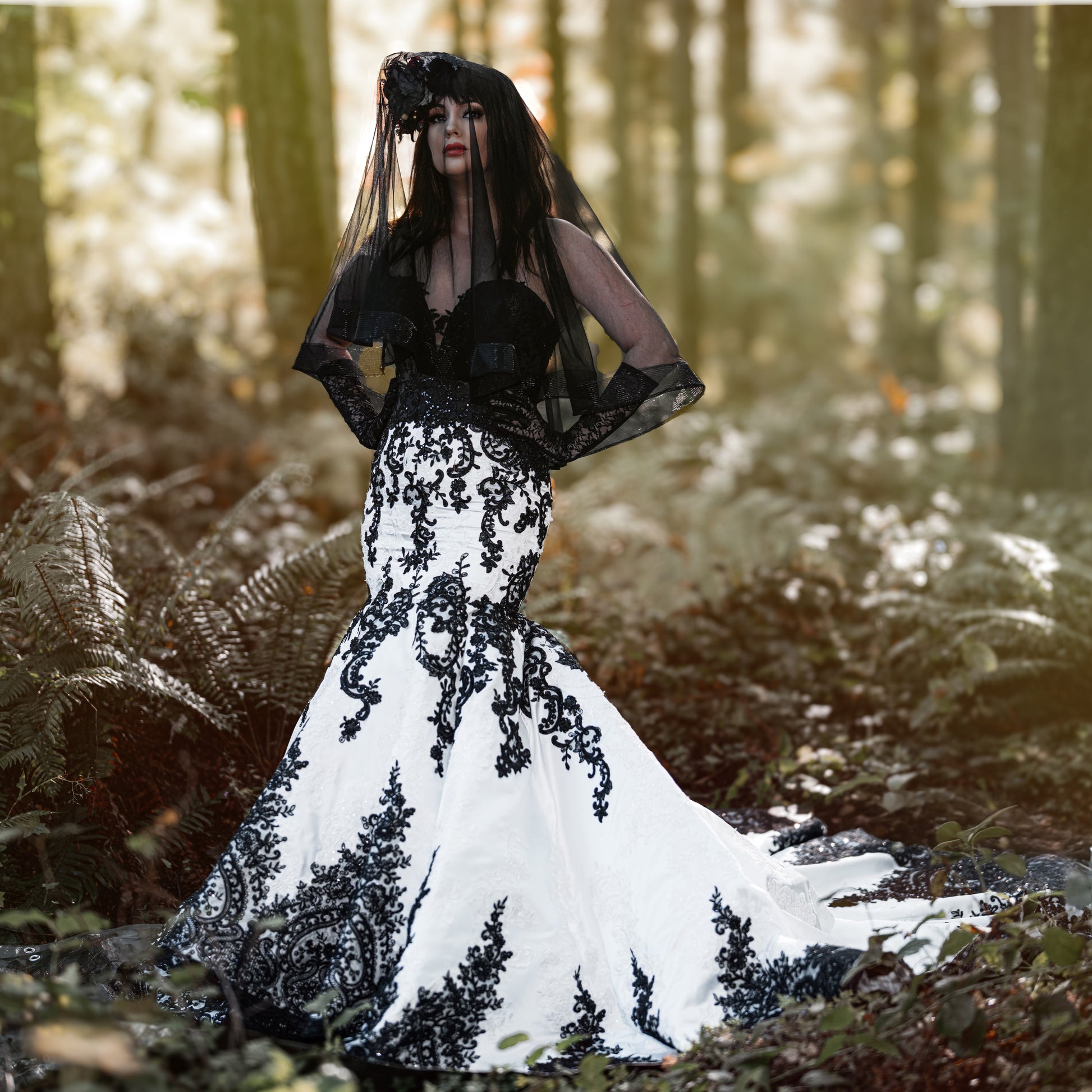 Elegance En Noir – Black Lace Mermaid Wedding Dress Elegance En Noir – Black Lace Mermaid Wedding Dress