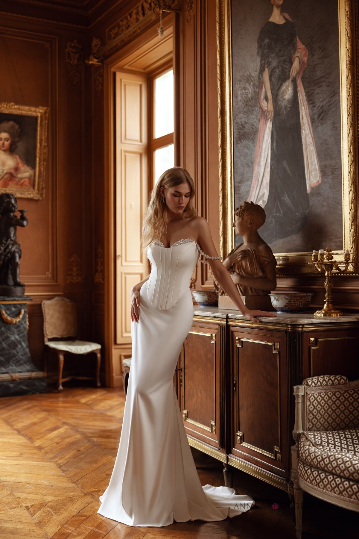 wedding dress designer anna High neck long sleeve wedding dress - Anna - S / US2 / EU32 / UK6 / (Bust 33, Waist 26,5 Inch)