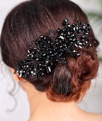 "Angie" - Black Crystal Bridal Hair Comb