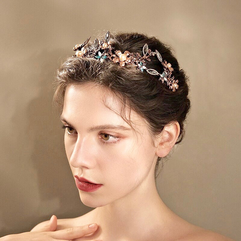 "Aryonna" - Bohemian Gold Bridal Tiara