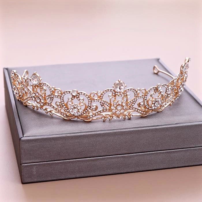 "Alayna" - Rhinestone Bridal Tiara - Available in Rose Gold and Silver