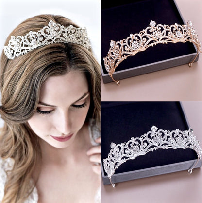 "Alayna" - Rhinestone Bridal Tiara - Available in Rose Gold and Silver