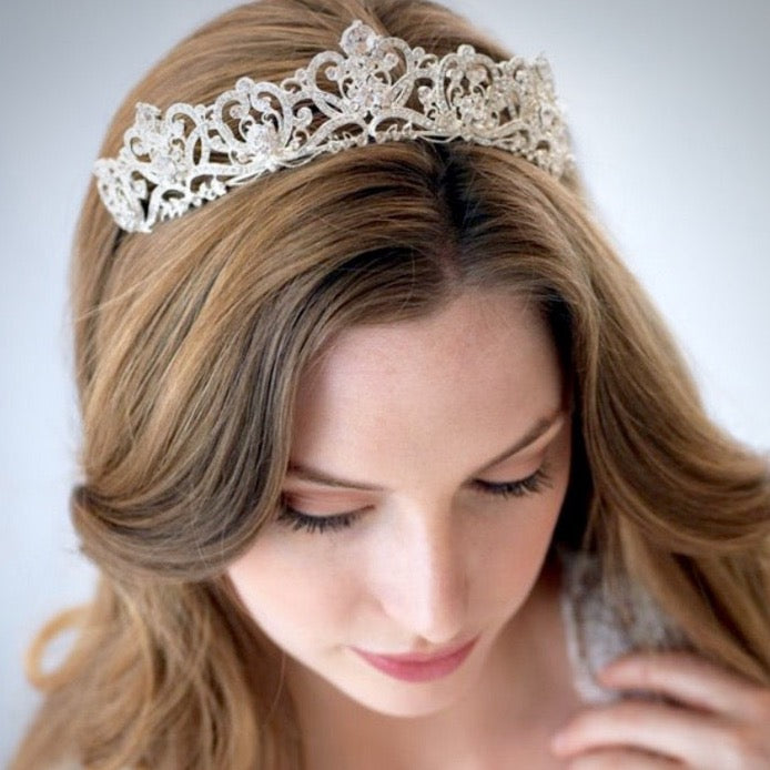 "Alayna" - Rhinestone Bridal Tiara - Available in Rose Gold and Silver