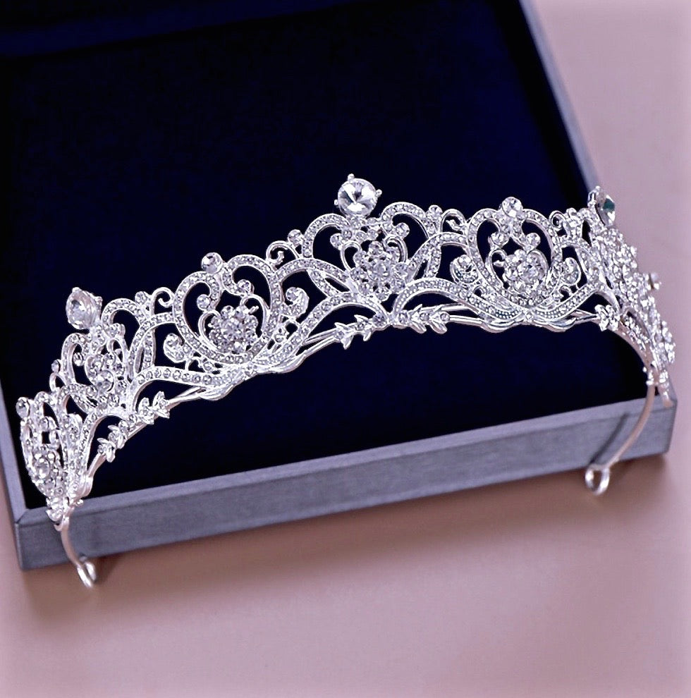 "Alayna" - Rhinestone Bridal Tiara - Available in Rose Gold and Silver