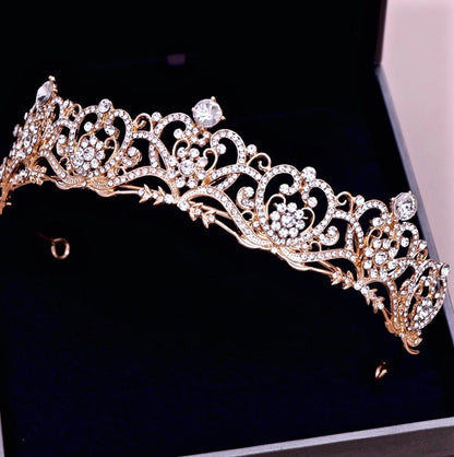 "Alayna" - Rhinestone Bridal Tiara - Available in Rose Gold and Silver