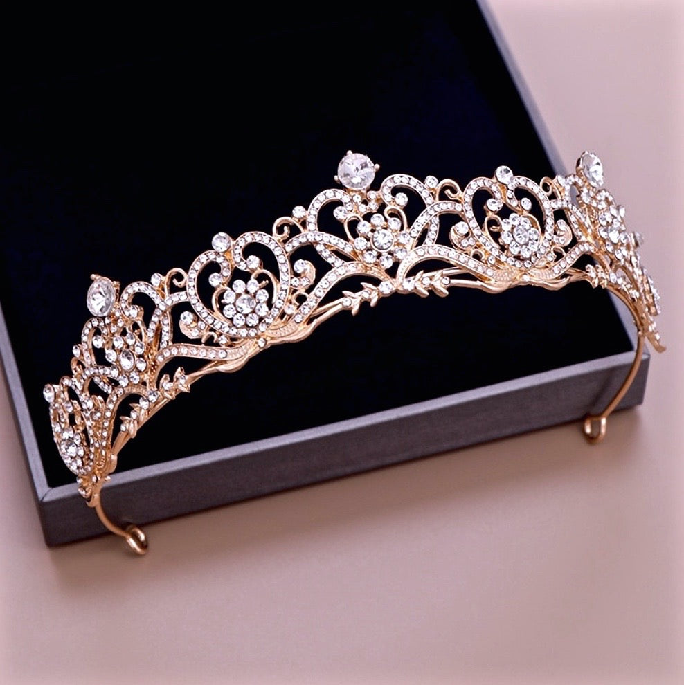 "Alayna" - Rhinestone Bridal Tiara - Available in Rose Gold and Silver