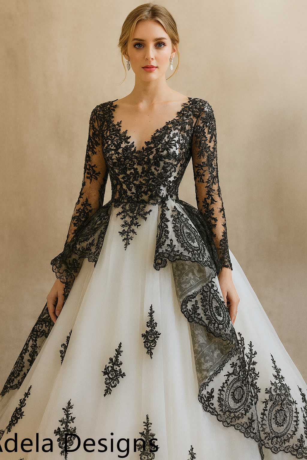 Rhea Gold Embroidered Ball Gown Wedding Dress – A M Enterprises