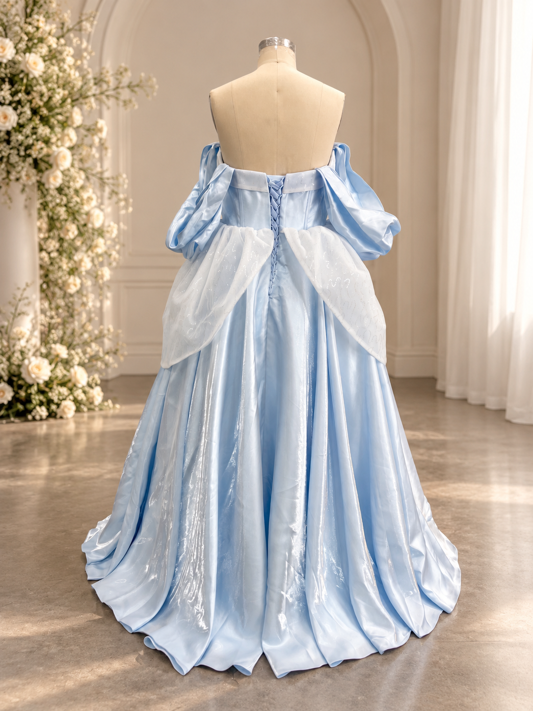 blue fairytale wedding dress with corset