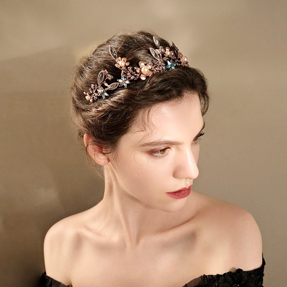 "Aryonna" - Bohemian Gold Bridal Tiara