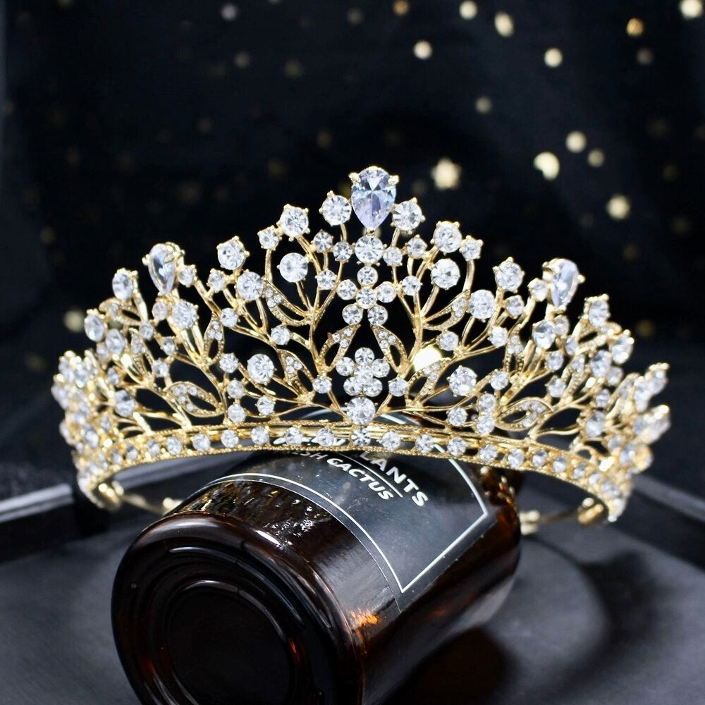 "Ananda" - Cubic Zirconia Bridal Tiara - Available in Silver, Yellow Gold and Rose Gold