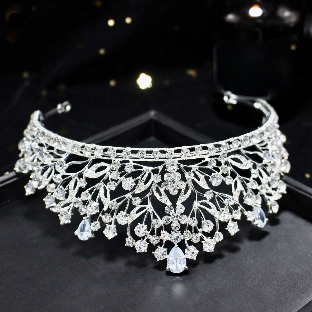 "Ananda" - Cubic Zirconia Bridal Tiara - Available in Silver, Yellow Gold and Rose Gold