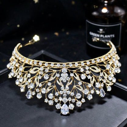 "Ananda" - Cubic Zirconia Bridal Tiara - Available in Silver, Yellow Gold and Rose Gold