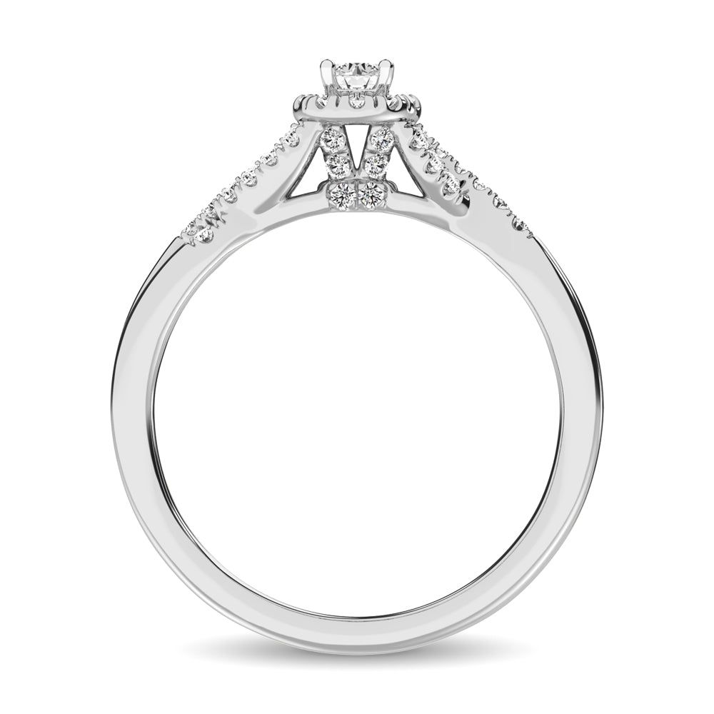 10K White Gold Diamond 1/4 ct tw Round Cut Engagement Ring