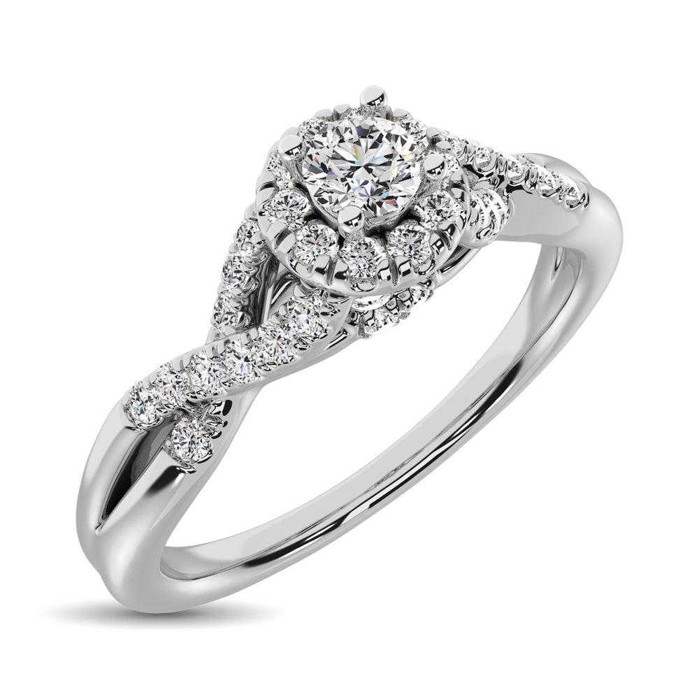 10K White Gold Diamond 1/4 ct tw Round Cut Engagement Ring