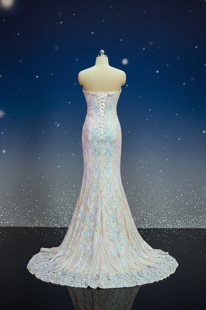 ariel mermaid wedding dress Blaire Iridescent Mermaid Wedding Dress – Celestial Bridal Gown – A & M Enterprises Bridal