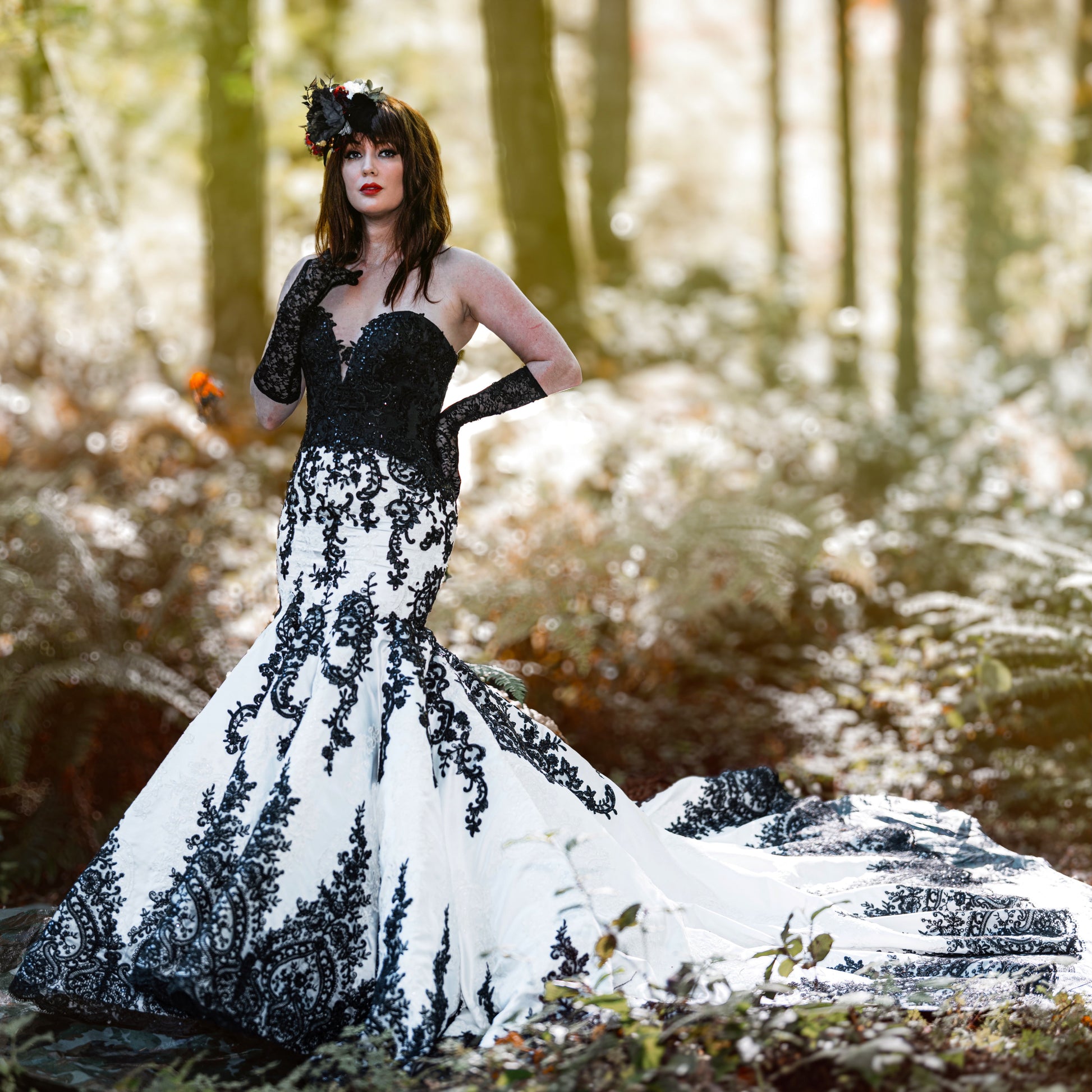 wedding dress with black lace trim black lace trim- love it!