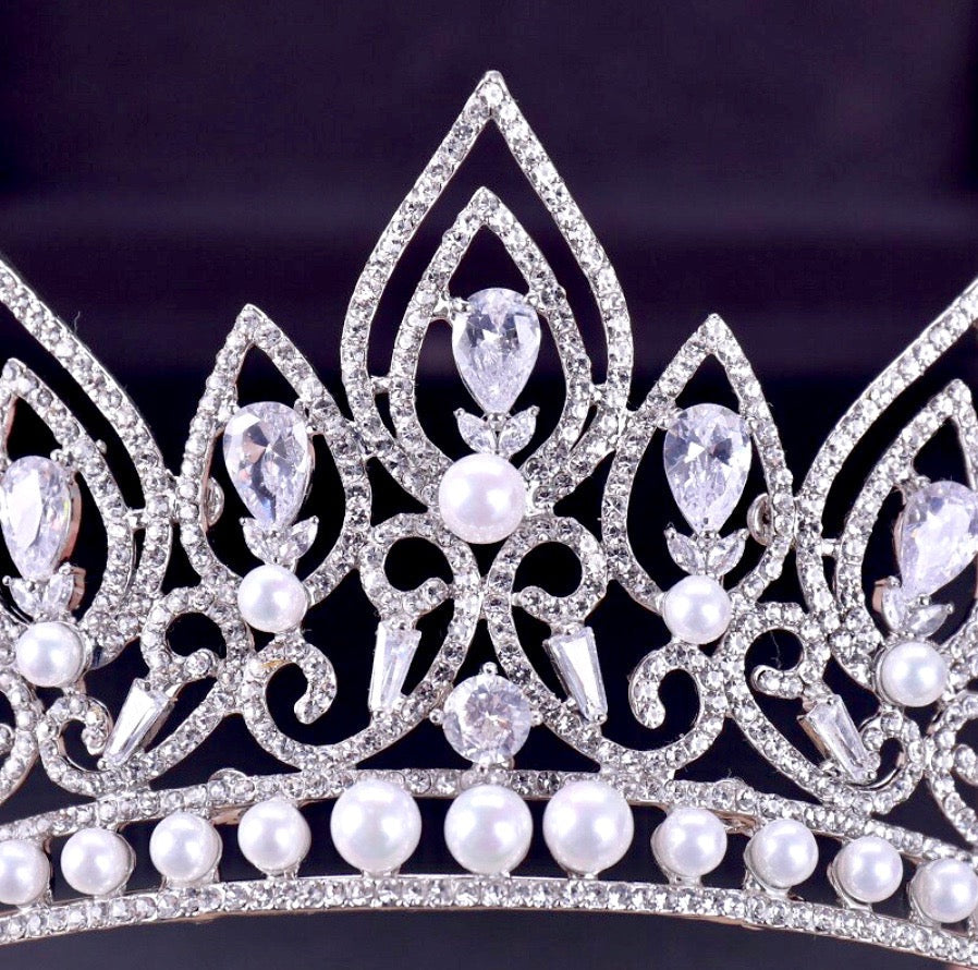 "Annaleigh" - Pearl Bridal Tiara - Available in Silver and Gold