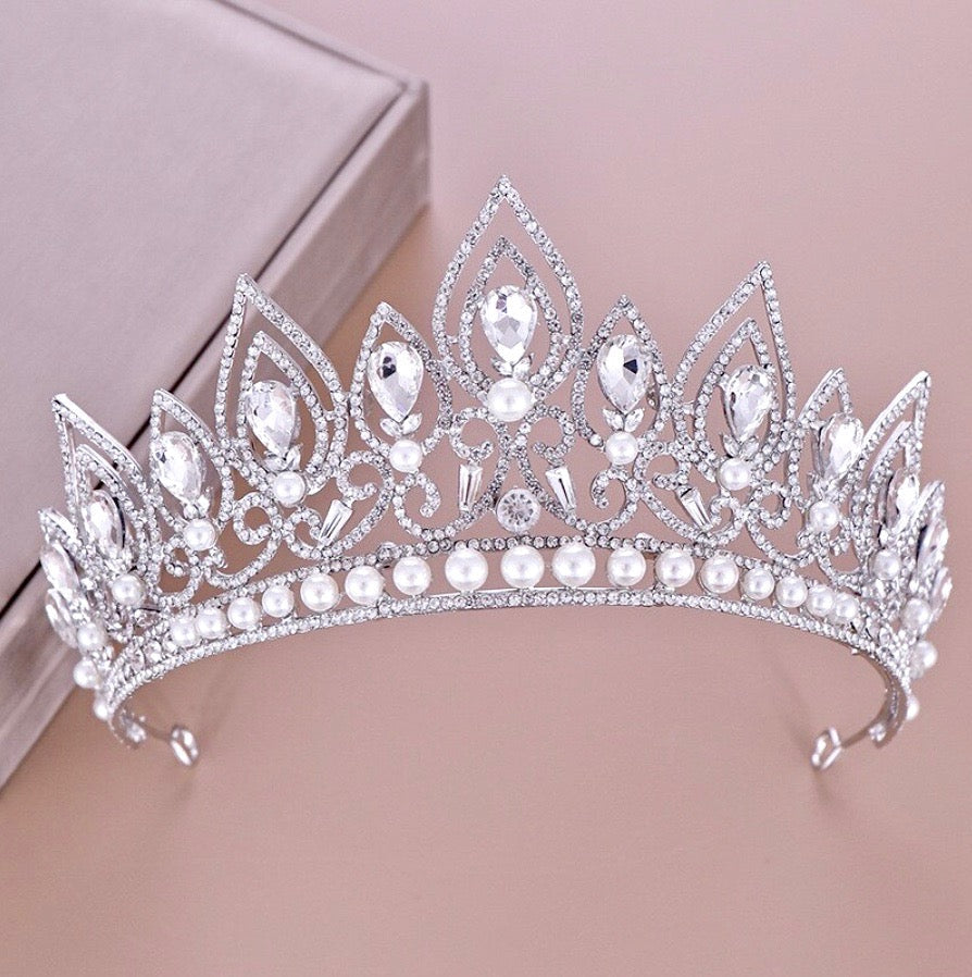 "Annaleigh" - Pearl Bridal Tiara - Available in Silver and Gold