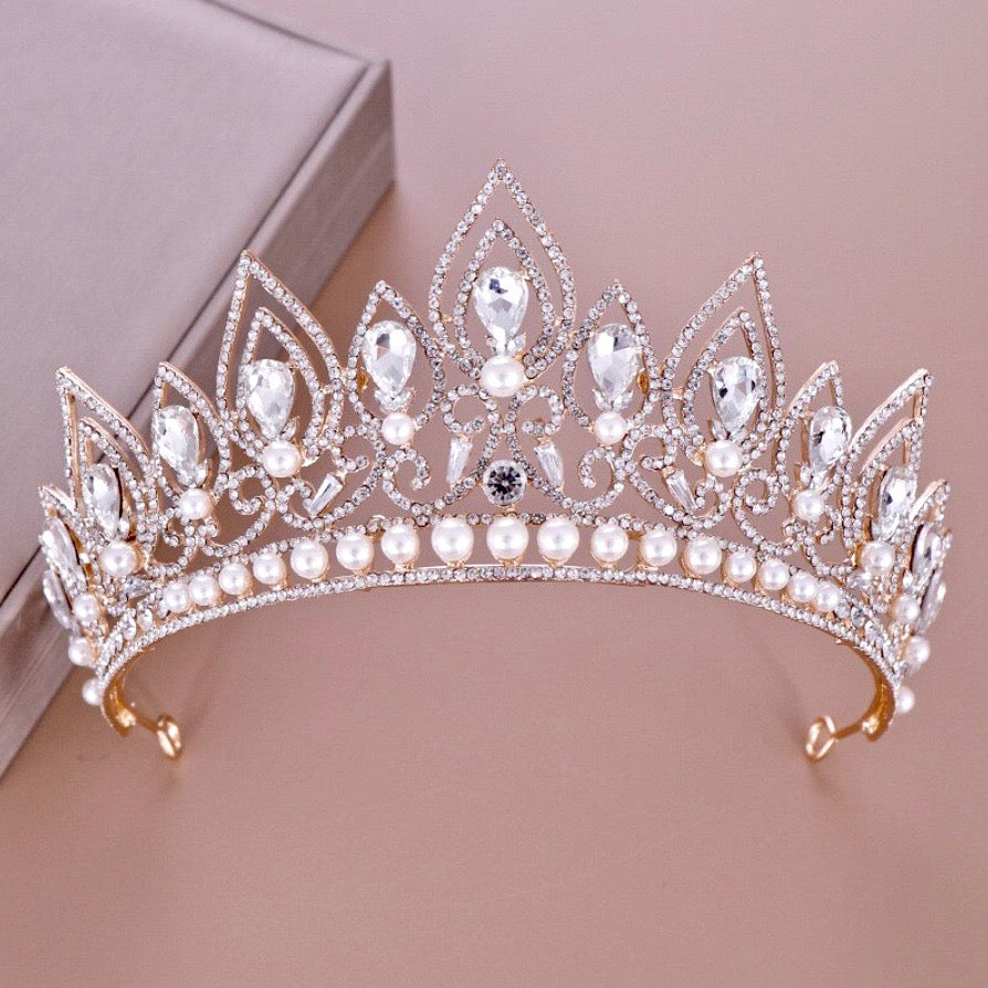 "Annaleigh" - Pearl Bridal Tiara - Available in Silver and Gold