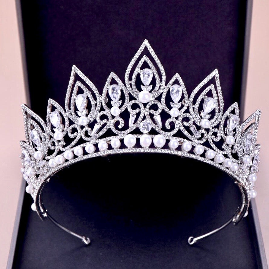 "Annaleigh" - Pearl Bridal Tiara - Available in Silver and Gold